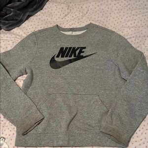 Nike Boys Grey Crewneck Sweatshirt with Swoosh Logo